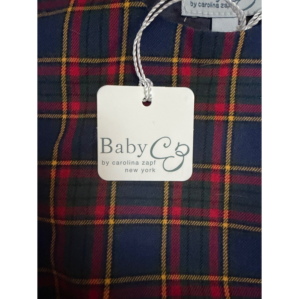 Baby CZ‎ Carolina Zapf Plaid Romper Red Navy Blue Tartan Holiday 18-24M NWT - Picture 4 of 4